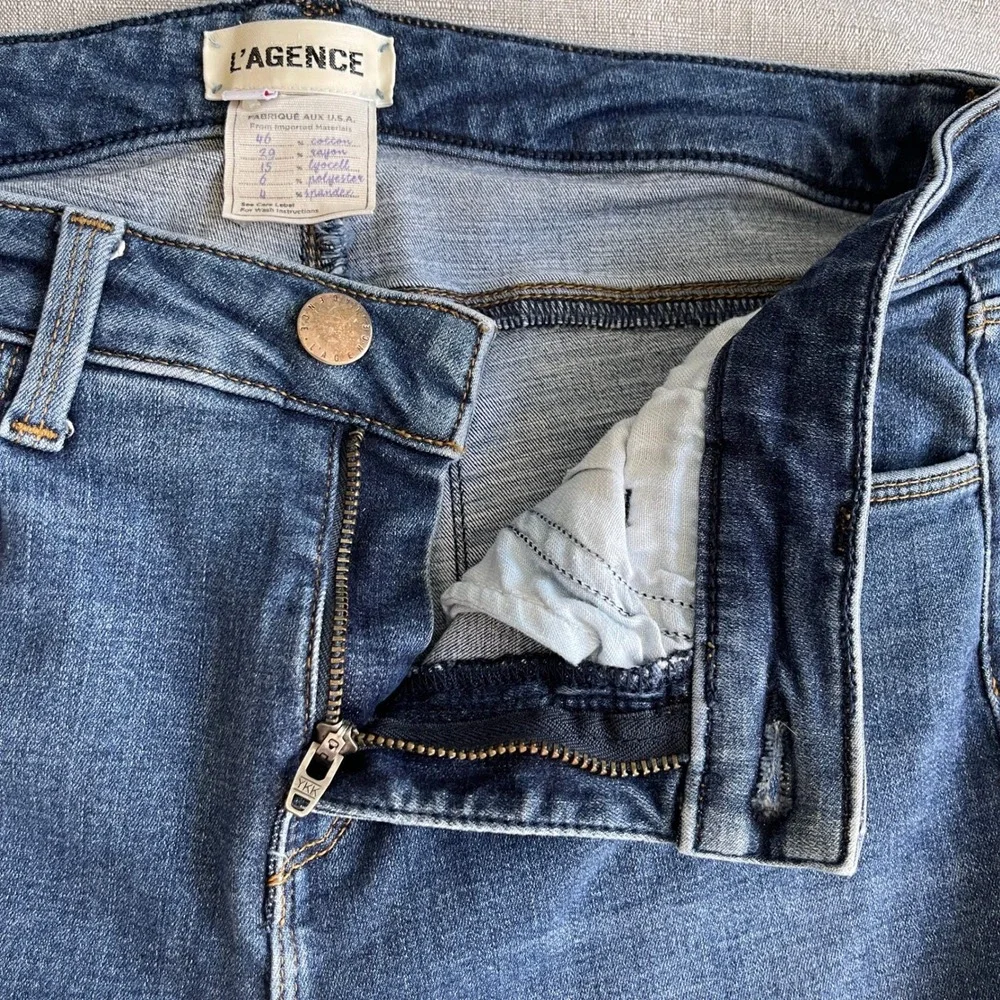 L'Agence‎ Brigitte Skinny Stretch Mid-Rise Jeans Vintage Wash Womens 27 Blue